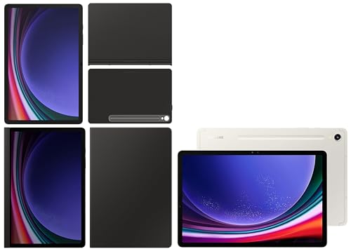 Image of Samsung Galaxy Tab S9 RAM 12 GB, ROM 256 GB, Wi-Fi Tablet, Beige with S9 Screen Protector, Transparent & S9 Book Cover Keyboard, Black & S9 Privacy Screen, Black & S9 Smart Book Cover, Black