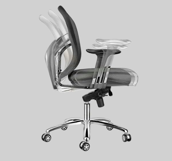 Image of Ergonomic Mesh Office Chair with Adjustable Armrests | Breathable Mesh Back, Height Adjustable Seat, Chrome Base, 360 Swivel, Smooth Rolling Wheels, Chair for Home, Office & Study (Black)