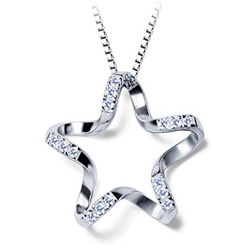 Collier pendentif étoile en argent sterling pour femmes et filles, bijoux personnalisés en filigrane CZ plaqué or blanc 18 carats réglable de 45,7 cm