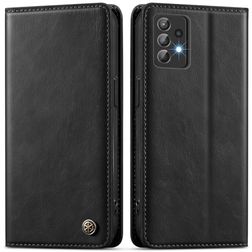 GUCASBE Handyhülle für Samsung Galaxy A52S 5G/ A52 Hülle Premium PU Lederhülle Wallet Flip Case mit Kartenfach Standfunktion RFID Schutzhülle Klapphülle für Galaxy A52/A52S 4G 5G Hülle Schwarz