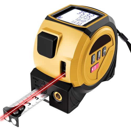 3 en 1 cinta métrica digital, cinta métrica láser, nivel de línea cruzada, telémetro digital infrarrojo de 60 m, unidades FT/in/M, medición de distancia, área y volumen.