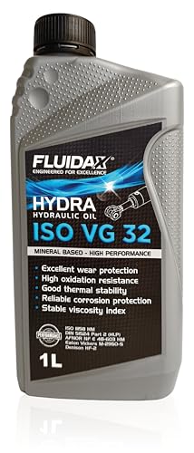 FLUIDAX Aceite hidráulico ISO VG 32 HLP – Lubricante mineral, antidesgaste, antioxidante, antiespumante para instalaciones hidráulicas, carretillas y máquinas industriales 1 litro ISO HM – DIN 51524