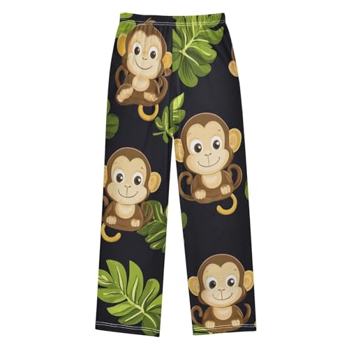 Monkey and Leaf Boys Long Pants Soft Trousers Elastic Waist Kids Lounge Bottoms with Pockets S-XL2