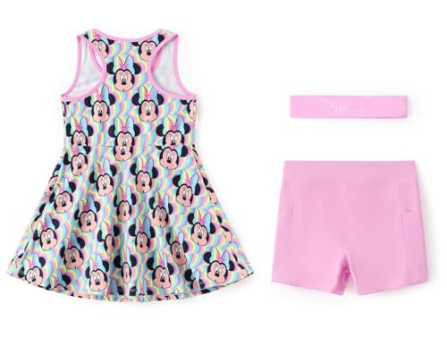 Image of Disney Frozen Elsa Princess Stitch Minnie Girls Tennis Dress Sleeveless Golf Outfit with Shorts Pocket & Headband 2-9 Years