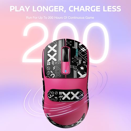 Image of MANBASNAKE x ATTACK SHARK X3 Wireless Gaming Mouse, 49g Lightweight Triple Mode Ergonomic Computer Mouse, PAW3395 26K DPI Sensor,200h Battery Life, Griptape Programmable Buttons for PC /Mac /Win (Berry)
