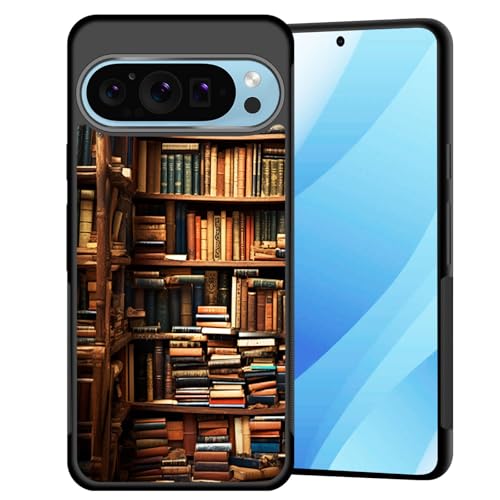 Coque Pixel 10 Pro XL antichoc idéale pour lire au café avec son motif bibliothèque