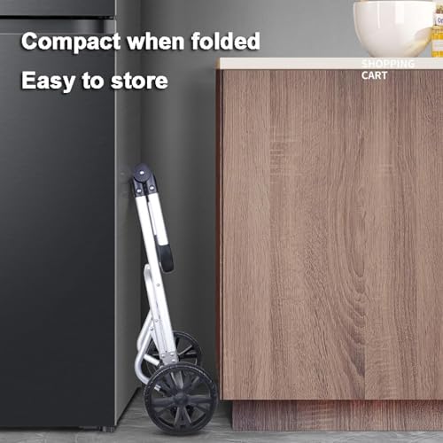 Faltbarer Einkaufswagen, große Kapazität, Gepäcktasche, für Zuhause, Lebensmittelwagen, Universal-Rad, Anhänger, 50 kg Tragkraft – Bild 7