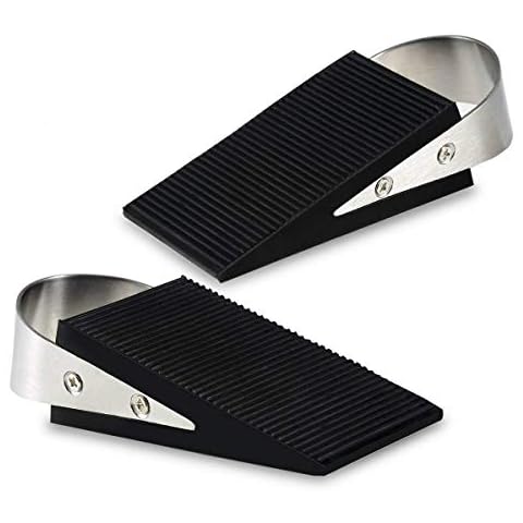 SPOTACT Heavy-Duty Door Rubber Plug Anti-Skid Wedge-Shaped Door Block and Stainless Steel Handle Without Damaging The Floor and Door Suitable for Hotels Families (2 Pack) Cover
