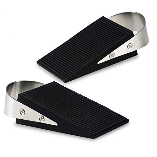 Spotact las Puertas de Goma Pesadas las Cuñas de Puertas Cuneiformes y las Manos de Acero Inoxidable No Dañan los Pisos y las Puertas Son Muy Adecuados para ei Hotel y la Familia (2 Pack)