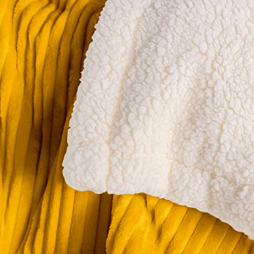 Dissa Sherpa Blanket Fleece Throw – 51X63, Mustard Yellow – Soft, Plush, Fluffy, Fuzzy, Warm, Cozy, Thick – Perfect For Couch, Bed, Sofa, Chair - Reversible Throw Blanket #TOP3