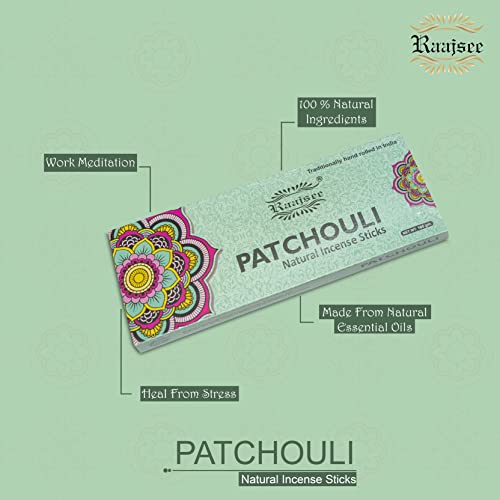 Raajsee RJ-01 Patchouli Incense Sticks 100 Gm Pack-100% Pure Organic Natural Hand Rolled Free From Chemicals-Perfect thumb #4