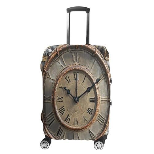 Rusty Steampunk Clock Travel Luggage Cover Washable Anti-scratch Suitcase Protector Dustproof Protective Cover Case for Wheeled Luggage Fits 19-32 Inch Luggage