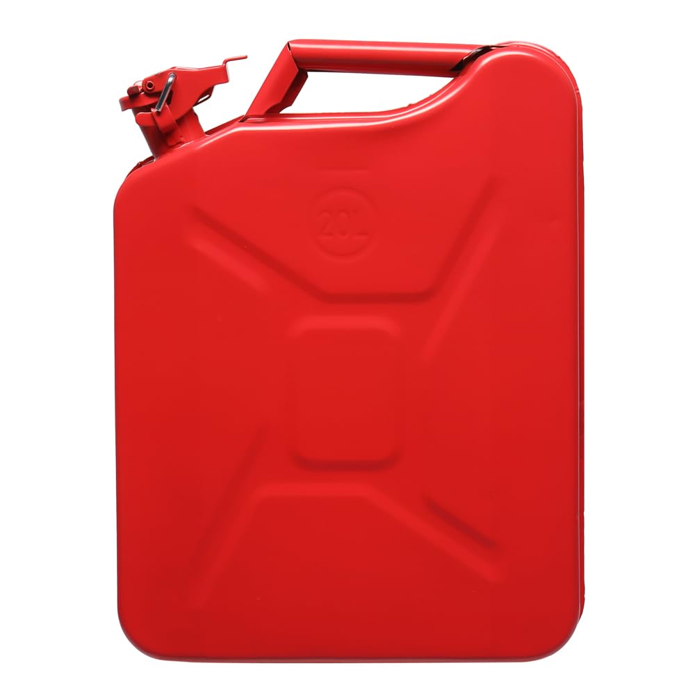 Metal Gas Can with Flexible Spout, Portable Fuel Tank Petrol Diesel Storage Can Water Container for Automobile Vehicle Off Road Emergency Supply (5L, Army Green) (20L, Red) — view 9