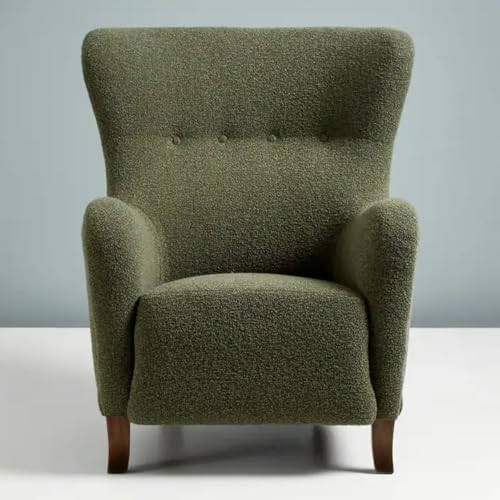 Image of Lakdi The Furniture High Back Luxury Wingback Armchair with Textured Boucle Upholstery & Solid Wood Lounge Chair, Mid-Century Modern Design | 5 Years Warranty | Free Assembly - 15185162