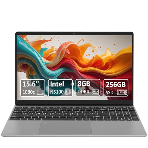 Trygood Laptop 15,6 Zoll Full HD IPS Display | Notebook mit Fingerabdruck-ID & Beleuchteter Tastatur, 8GB RAM 256GB SSD, Intel Quad-Core N5100, Schlankes Design f&uuml;r Business, Uni & Home Office