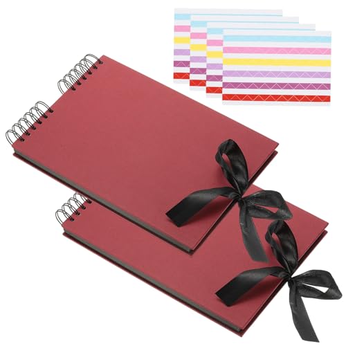 Album photo scrapbooking 20x30 cm PATIKIL lot de 2 avec 80 pages noires et couverture rigide