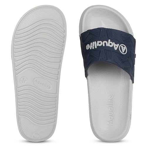 Image of Aqualite NEO-266 Men Slide Slippers with Comfotable Sole Slip-On Flat Flip Flops, Sliders, Chappal & Comfort Insole Slipper for Men
