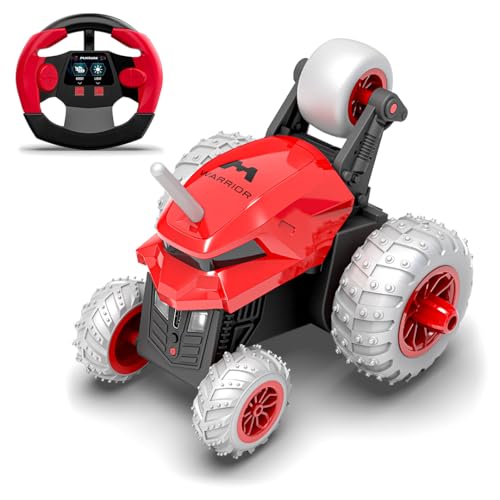 Image of Mirana Warrior 360 Degree Rotating Stunt RC Car Toy for Kids | High Speed Steering Remote Control Vehicle | USB Type-C Rechargeable for Boys and Girls | Made in India (Red)