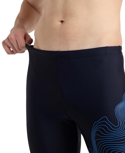 Image of Speedo Men Endurance10 Tide Print Sports Gala Logo Jammer - True Navy & Cobalt Pop
