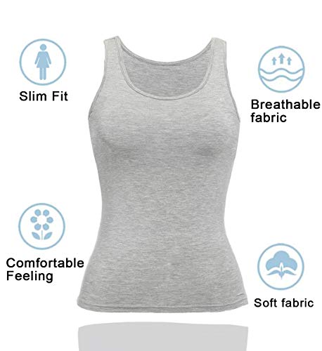 Image of Camisoles for Women with Built in Bra,Basic Yoga Top Layering Tank Top Padded Bra Undershirt(S-3XL)