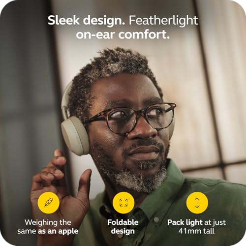 Image of Jabra Evolve3 75 On-Ear Wireless Bluetooth Headset with Microphone for Work, USB-C, AI Voice Call Tech, Advanced Active Noise Cancellation, 22-Hour Battery, Works with Online Meeting Apps, Warm Gray