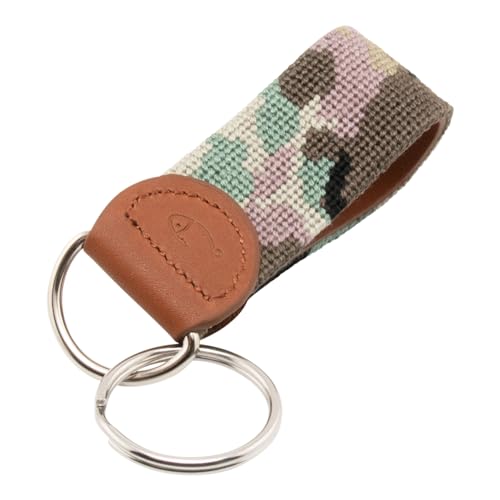 Image of Leather Hand-Stitched Needlepoint Key Fob or Key Chain