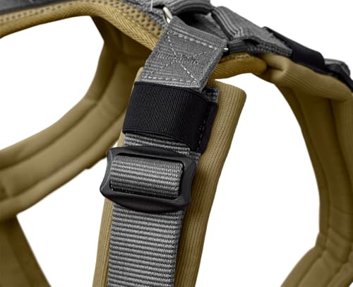 Hunter Hundegeschirr Maldon UP, Farbe: Oliv/grau, weich gepolstert & komfortabel, stark reflektierend durch 3M Scotchlite, 4-Fach verstellbar, mit gepolstertem Griff (ab S-M), Größe: XS-S