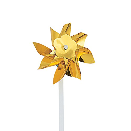 Pinwheels for Kids (Bulk Set of 36) Great for Weddings, Yards and Garden Decor (Gold)