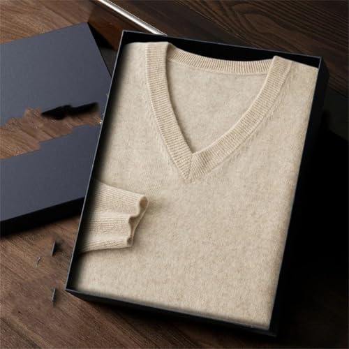 Mens 100 Percent Cashmere V Neck Pullover Long Sleeve Business Casual Knitted Sweater Warm Tops4