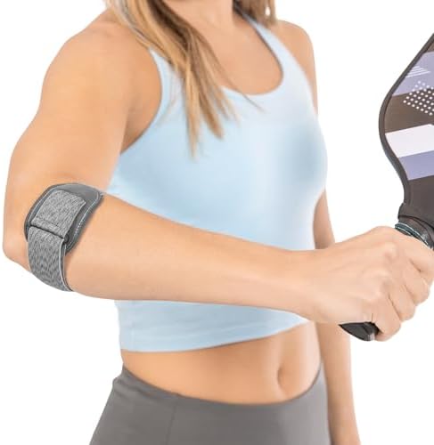 BraceAbility Court Comfort - Tennis Elbow Brace for Women and Men - Sports Elbow Support Forearm Strap with Compression Pad for Tendonitis, Tennis or Golfers Elbow, Pickleball Pain Relief (One Size)