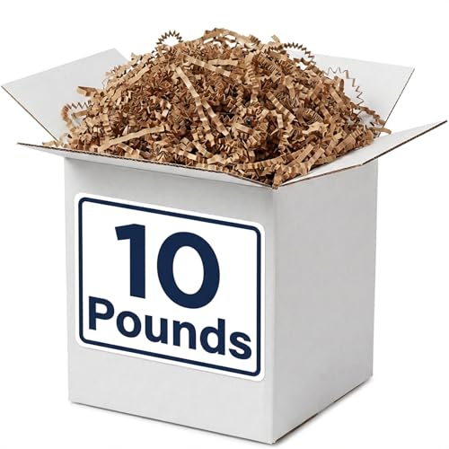 BOX USA Kraft Crinkle Paper Filler (10lb) - Shredded Paper for Basket Stuffing Shipping Packaging Confetti Crafts & Holidays - Crinkle Cut