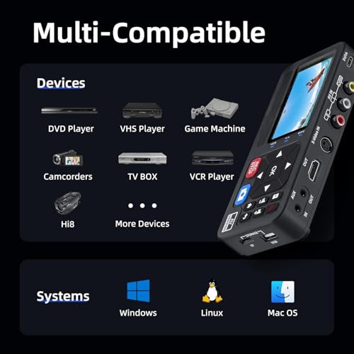 Convertisseur VHS vers numérique autonome avec télécommande et écran intégré