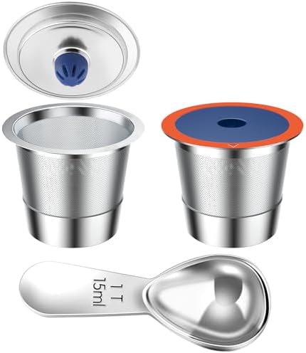 Stainless Steel Reusable K Cups for Keuring 2.0& 1.0, Reusable Coffee Pods for Keuring Coffee Maker,2 Pack K Cups with 1 Pack Scoop, Permanent Filters (2Pack)