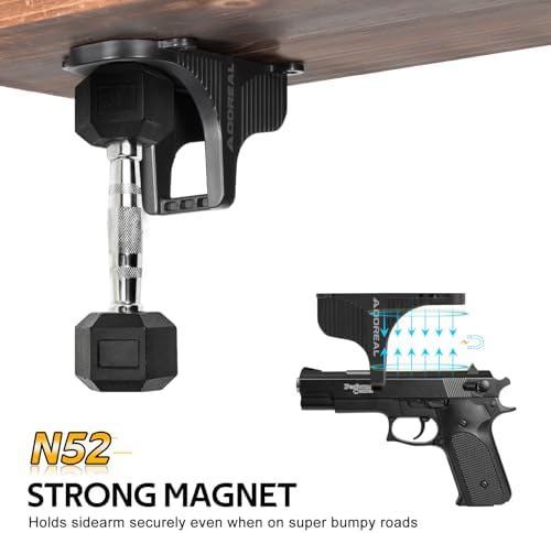 Adoreal Magnetic Gun Mount, Hole Free Gun Holster for Vehicle Home or Office, Side Magazine Magnetic Suction Concealed Gun Magnet for Pistol in Wall, Desk Detail