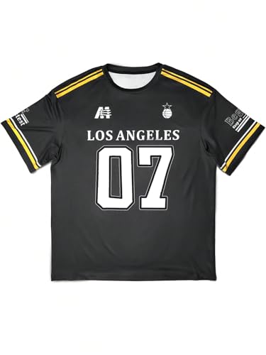 Floerns Men's Jersey Letter Print Graphic Oversized T Shirt Short Sleeve Crewneck Casual Football Jersey Shirts4