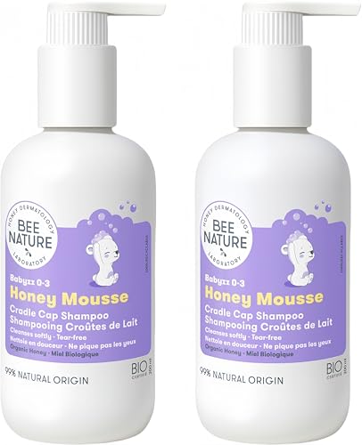 Bee Nature - Champú Orgánico para Bebés - Costra Láctea - Sin Lágrimas - Adecuado para Recién Nacidos, Niños Pequeños con Cuero Cabelludo Seco, Sensible - 2 x 200ml