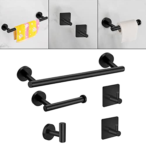 gazechimp Kit de acessórios de suporte de papel higiênico barra de toalha para de de hotel, PRETO