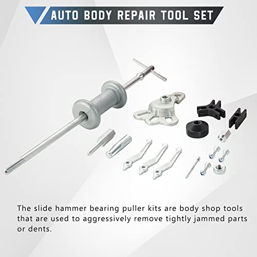 Atpeam 16Pcs Slide Hammer Dent Puller Set, 5Lb Slide Hammer Axle Bearing Dent Hub 2 3 Internal External Gear Puller Set Auto Body Truck Repair Took Kits #TOP3