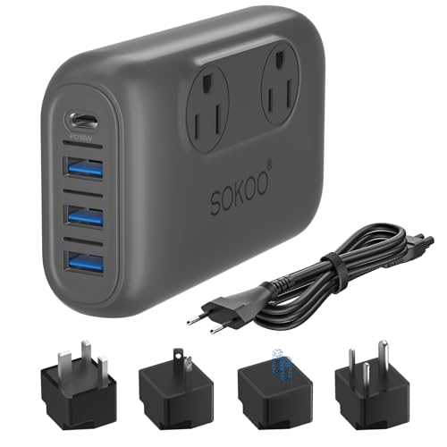 SOKOO 230-Watt Step Down 100-220V to 110V Voltage Converter, International Power Converter/Travel...