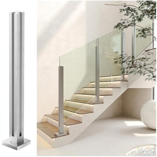 304 Stainless Steel Glass Balustrade Post System - Indoor & Outdoor Railing for Deck, Balcony, Attic, Staircase, Corner Post - 39.4 inch (100cm) Durable & Stylish Safety Solution
