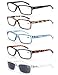 MODFANS Lot de 5 Lunettes Loupes/Lunettes de Lecture +4.00 Monture Branches Effet Bois, Style Classique Vintage, Lunettes de Vue pour Hommes et Femmes