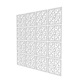 Lot de 16 Separateur Cloison - 117.5x117.5cm - Blanc Demi Cloison Amovible Motif Géométrique Panneau de Separation pour Étagères Closet Cubby