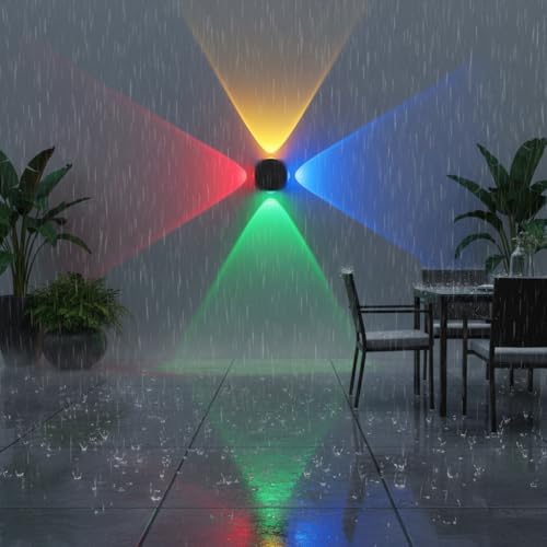 Image of Waterproof Up Down Led Wall Lamp, Aluminium IP65 Body 4 Way, Multycolor, Indoor /Outdoor Decorative Wall Sconce Light(4 Way Multy)