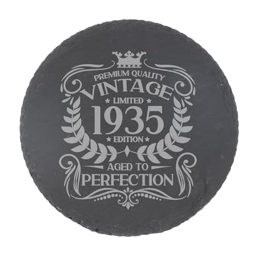 Regalo de cumpleaños número 89 para hombres, diseño vintage de 1935 envejecido a la perfección, posavasos de pizarra grabada, regalo para niños de 89 años, mantel individual de pizarra natural grabado