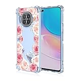 RRXSYXL for Huawei Nova 8i Phone Case with Clear Floral Pattern,Shockproof Protection Soft TPU Case for Huawei Nova 8i,Pink Floral
