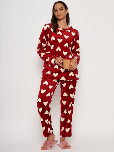 Image of CAMEY Women's Printed Full Sleeve Round Neck /V-Neck Top and Pajama Pants with Pockets