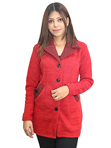 Image of Matelco Womens Woollen Collared Coat Cardigan