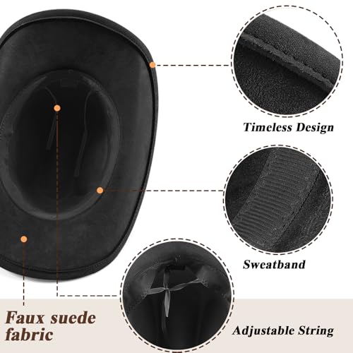 Image of DRESHOW Cowboy Hat for Women and Men Wide Brim Western Cowboy Cowgirl Hat with Belt Buckle Unisex Rolled up Caps