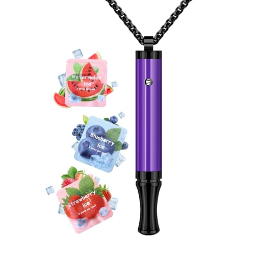 ASTOFLI Breathing Necklace for Anxiety Relief – Flavored Air Breathe Necklace, Breath Free Stress Relief Device with Flavor, Meditation Jewelry Gifts for Women and Men, Stainless Steel