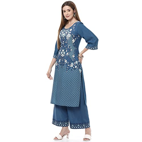 Image of Rangriti Indigo Liva Straight Kurta